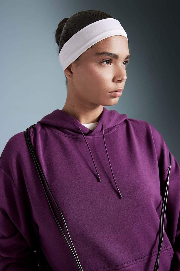 DeFactoFit Oversize Geniş Kalıp Modal Kapüşonlu Kanguru Cepli Sporcu Sweatshirt B5206AX24AU - 4