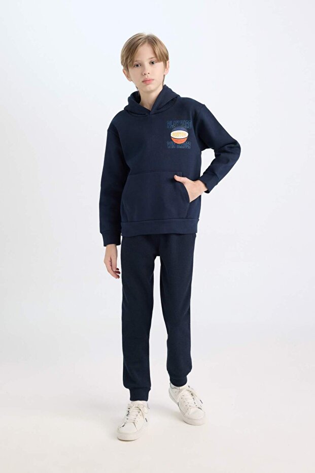 Світло-синій світшот з капюшоном і принтом на спині для хлопчиків D3048A824WN - 2