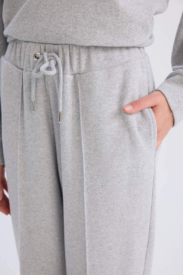 Regular Fit Pantolon Beli Lastikli Basic Düz Bağcıklı Cepli Paça Katlamalı Uzun Boy D9010AX24WN - 6