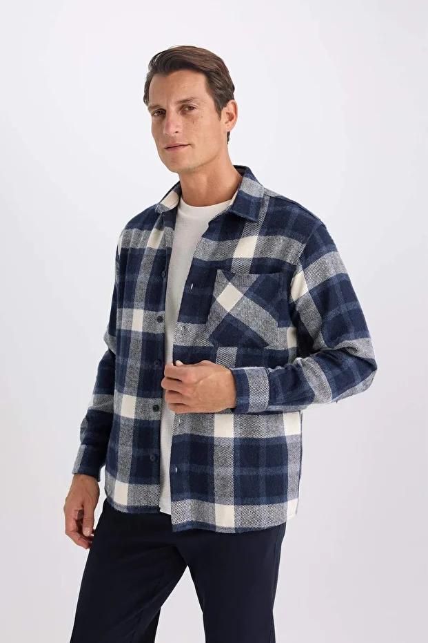 Regular Fit Kareli Uzun Kollu Gömlek D2628AX24AU - 4