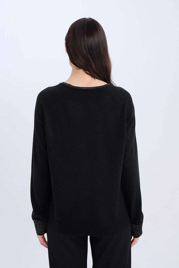 Regular Fit Bisiklet Yaka Simli Triko Kazak Tunik D1580AX24WN - 5