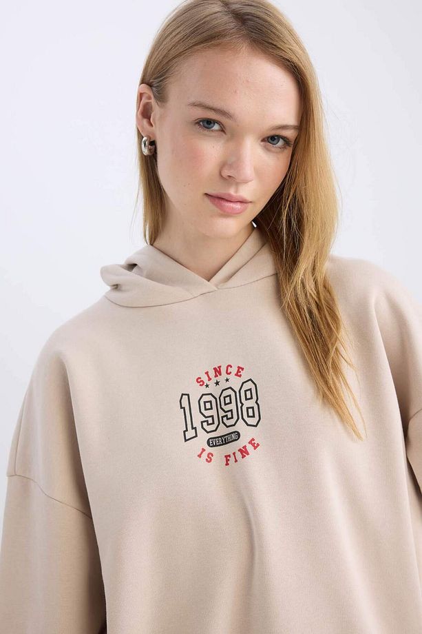 Coool Loose Fit Baskılı Kapüşonlu Sweatshirt D6671AX24WN - 4