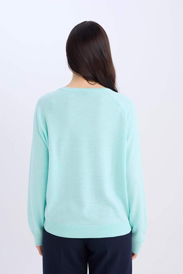 Regular Fit Bisiklet Yaka Simli Triko Kazak Tunik D1580AX24WN - 5