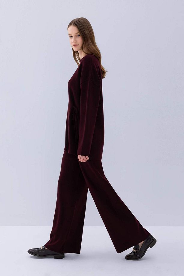 Triko Pantolon Regular Fit Beli Lastikli Cepli Basic Düz Paça D7511AX24WN - 2