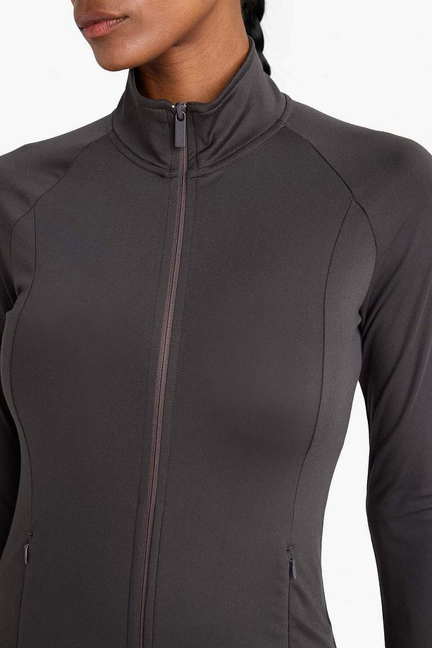 DeFactoFit Fitted Dik Yaka Çift Cepli Fermuarlı Sporcu Hırka B3985AX24AU - 4