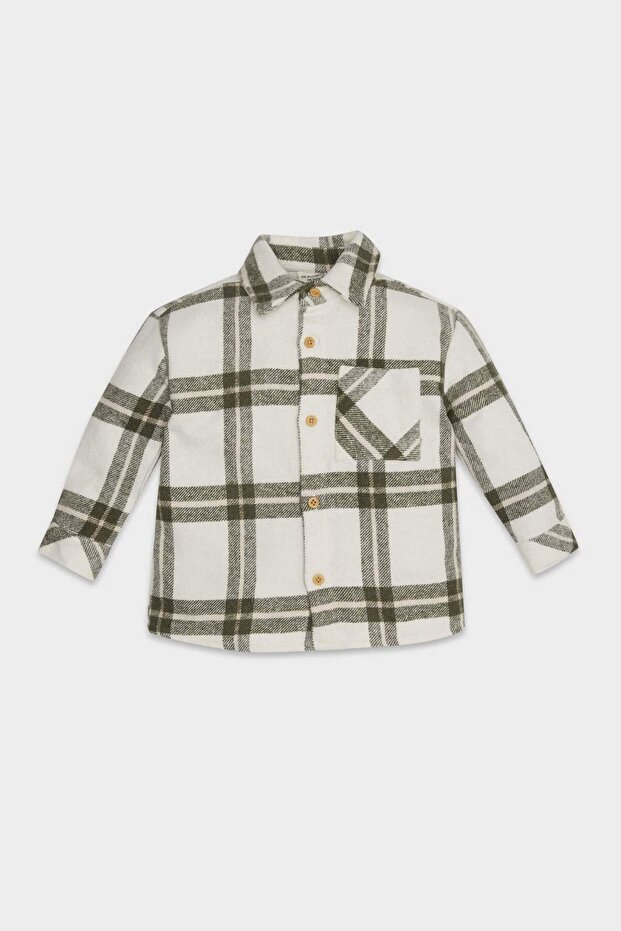 Baby Boy Flannel Long Sleeve Pocket Checkered Shirt D5226A524Au