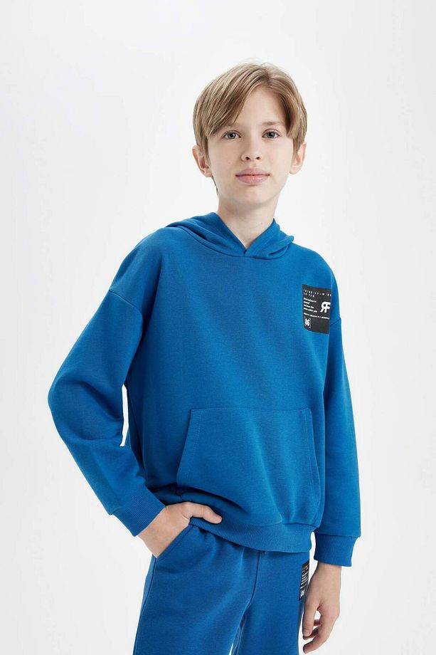 Erkek Çocuk Oversize Geniş Kalıp Kapüşonlu Cepli Okul Sweatshirt D1644A824AU - 3