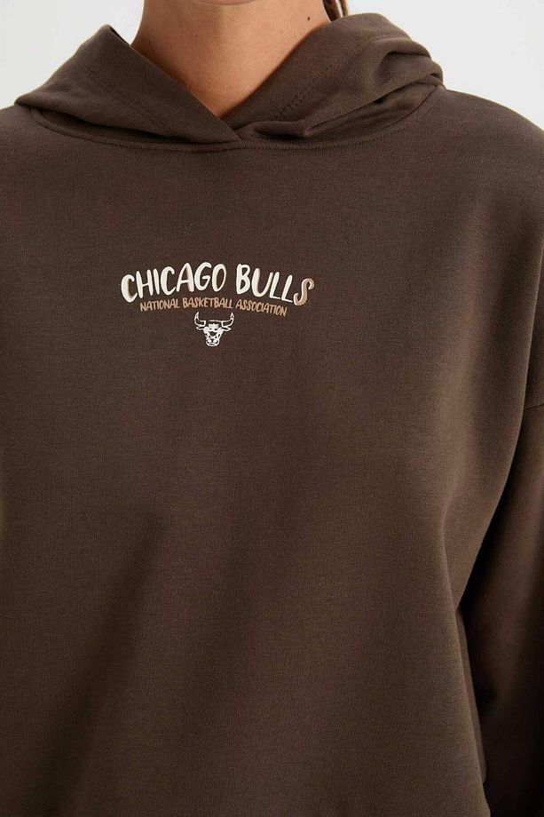DeFactoFit NBA Chicago Bulls Kapüşonlu Kalın Sweatshirt D0688AX24AU - 5