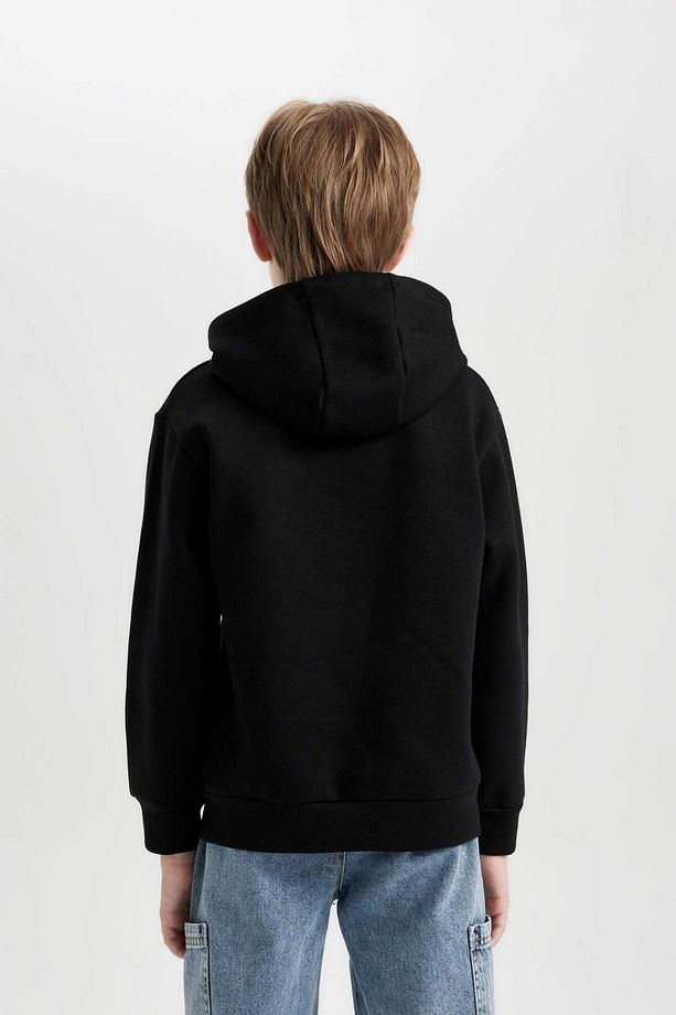 Erkek Çocuk Baskılı Kapüşonlu Siyah Sweatshirt D3032A824WN - 6