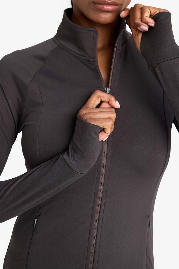 DeFactoFit Fitted Dik Yaka Çift Cepli Fermuarlı Sporcu Hırka B3985AX24AU - 5