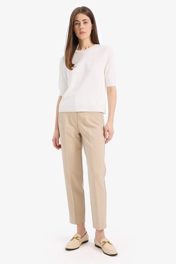 Crop Klasik Pantolon Carrot Fit Fermuarlı Yüksek Bel Basic Düz Dar Paça 25k801t03031 - 5
