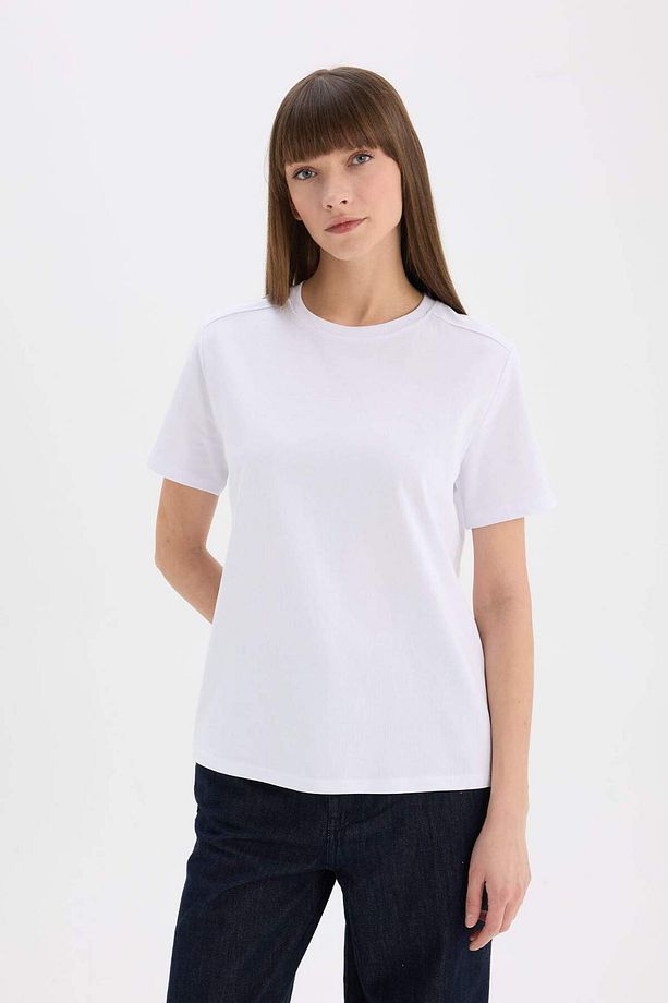 Regular Fit Bisiklet Yaka Casual Premium Basic Düz Kısa Kollu Tişört A9428AX24AU - 3