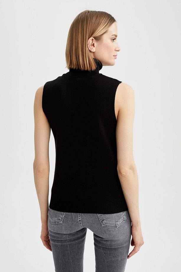Regular Fit Balıkçı Yaka Kolsuz Basic Düz Triko Kazak U8250AZ24AU - 4