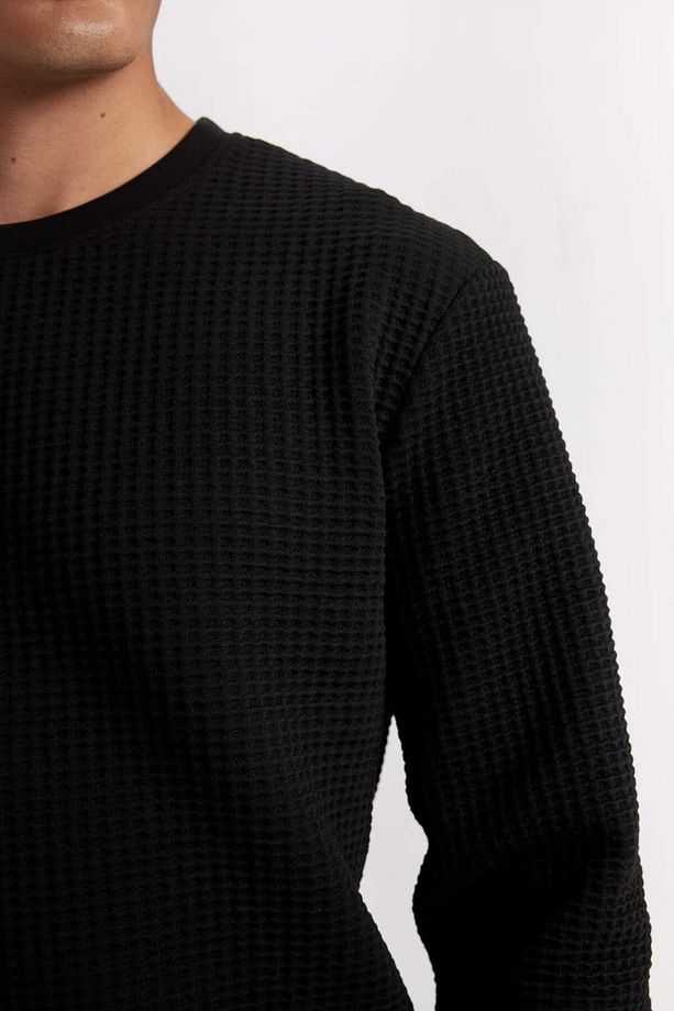 Regular Fit Bisiklet Yaka Jakarlı Sweatshirt D5392AX24AU - 6