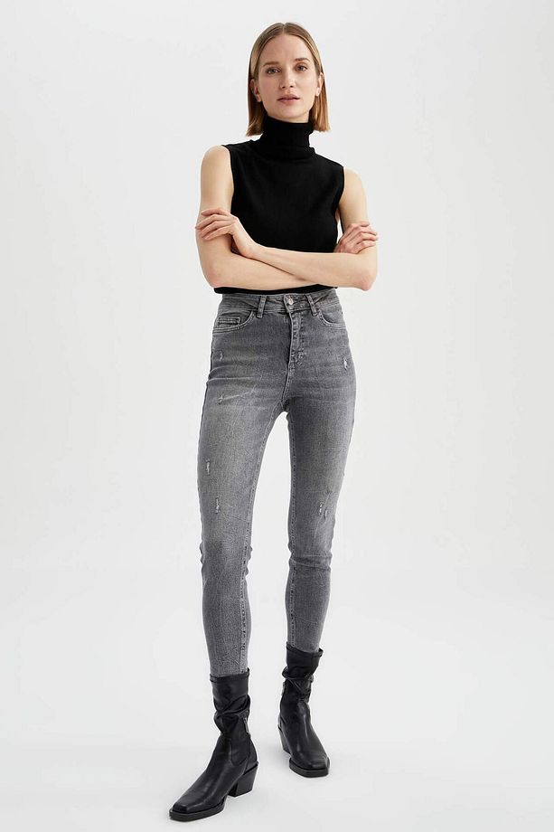 Regular Fit Balıkçı Yaka Kolsuz Basic Düz Triko Kazak U8250AZ24AU - 2