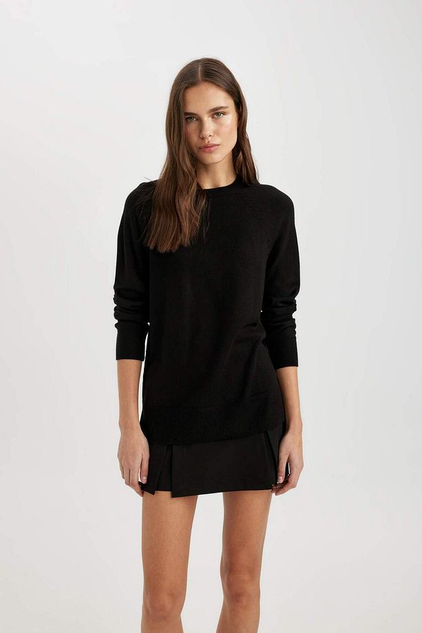 Regular Fit Yumuşak Dokulu Bisiklet Yaka Basic Düz Triko Kazak I6913AZ24WN - 3