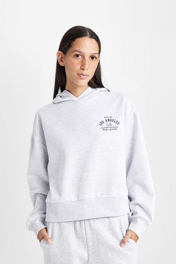 Regular Fit Kapüşonlu Baskılı Kalın Sweatshirt D6720AX24WN - 3