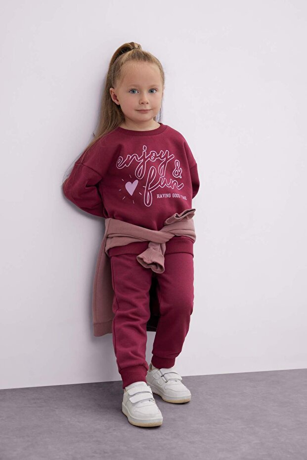 Baby Girl 2 Piece Set Printed Crew Neck Sweatshirt Top Elastic Waist Sweatpants D0815A524Au