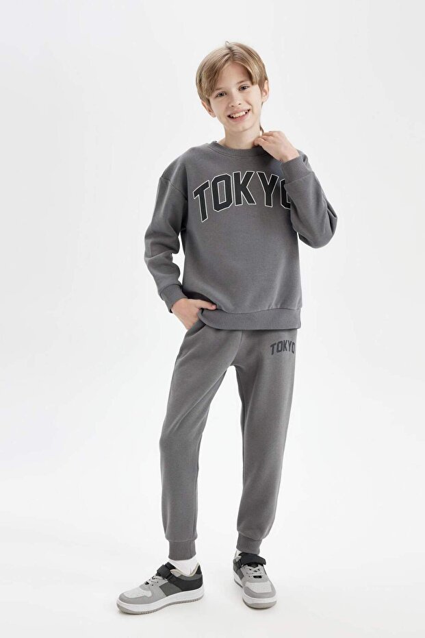Boy's Printed Elastic Waist Leg Pocket Jogger School Sweatpants D1647A824Au