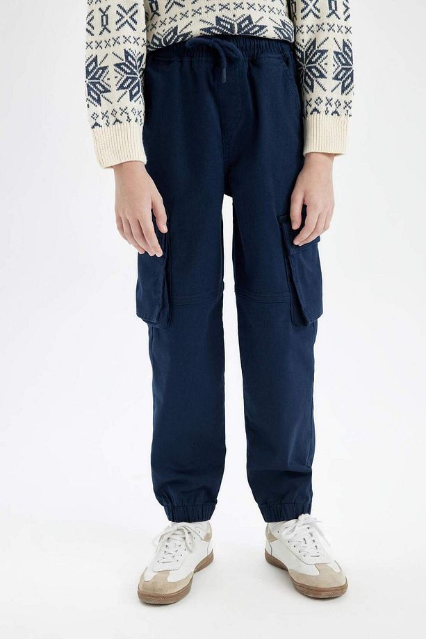 Erkek Çocuk Kargo Cepli Beli Bağcıklı Lastikli Paça Jogger Paça Gabardin Pantolon C6623A824AU - 6