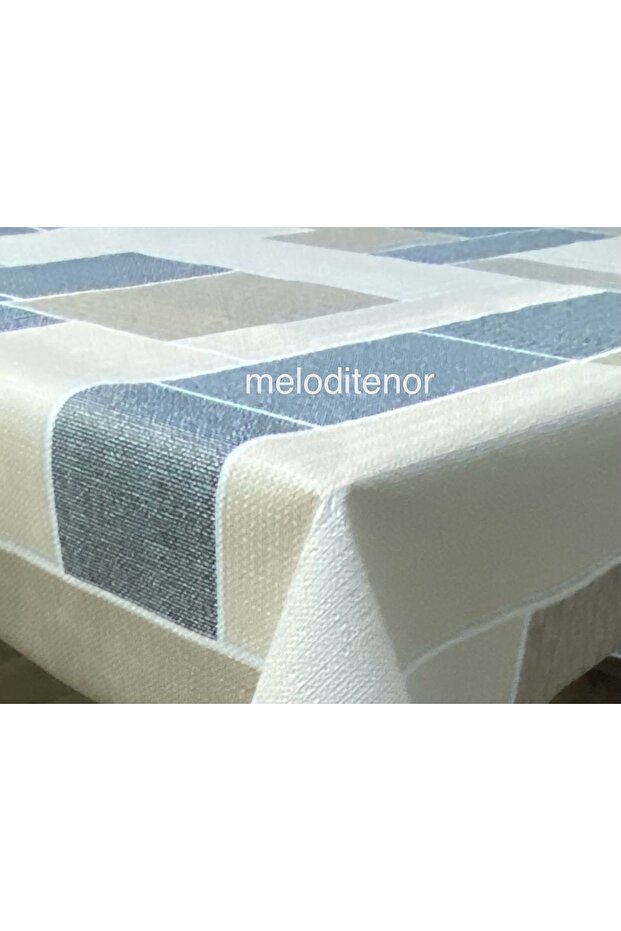 غطاء طاولة من القماش المشمع مستطيل الشكل بنمط الطوب وقاعدة مضادة للانزلاق - 2