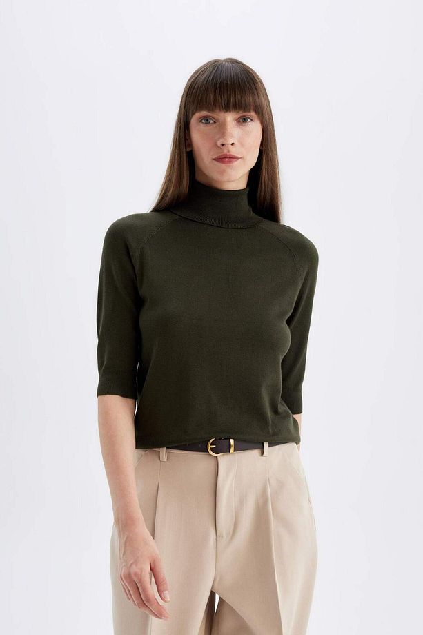 Regular Fit Balıkçı Yaka Yarım Kol Basic Düz Triko Kazak U8280AZ24AU - 6