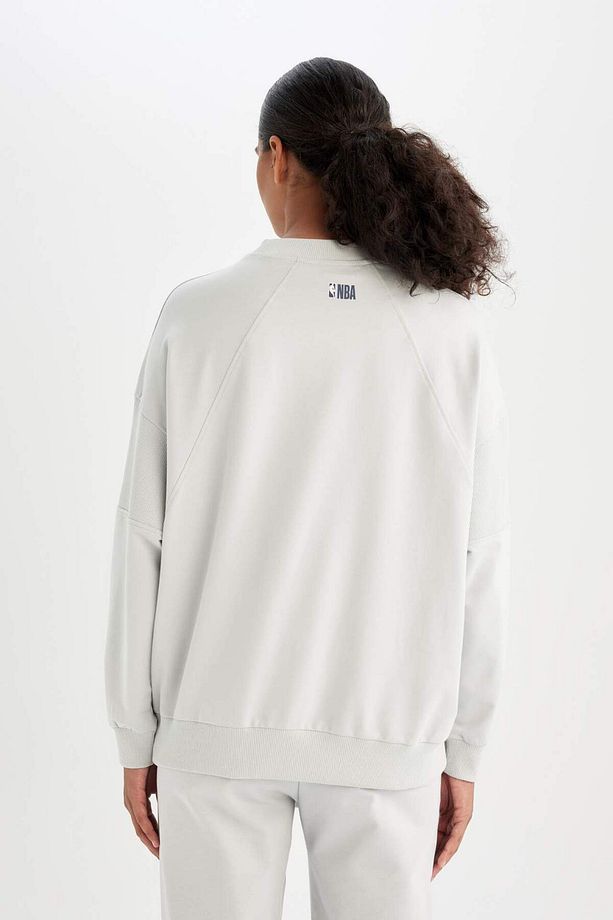 DeFactoFit NBA Los Angeles Lakers Oversize Geniş Kalıp Bisiklet Yaka Sweatshirt C8103AX24AU - 6