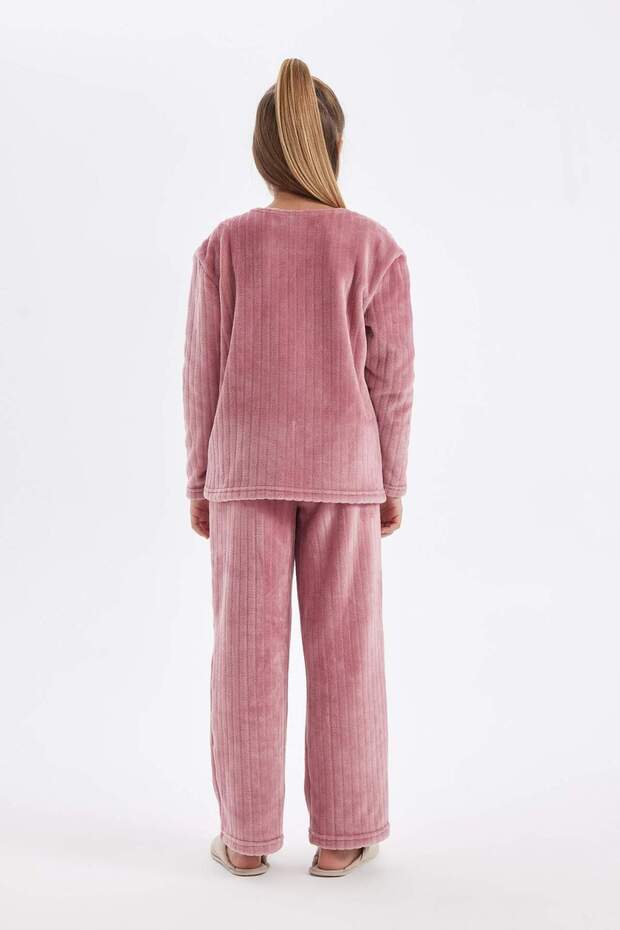 Kız Çocuk Pijama Takımı Polar Uzun Kollu Üst Uzun Alt D1088A824WN - 5