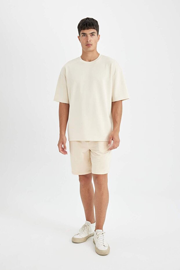 Regular Fit Basic Plain Bermuda Shorts with Pockets D7933Ax24Sm - 3