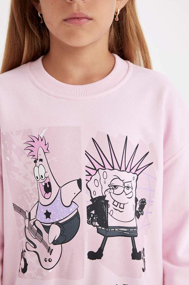 Kız Çocuk SpongeBob Relax Fit Bisiklet Yaka Sweatshirt C9517A824AU - 5