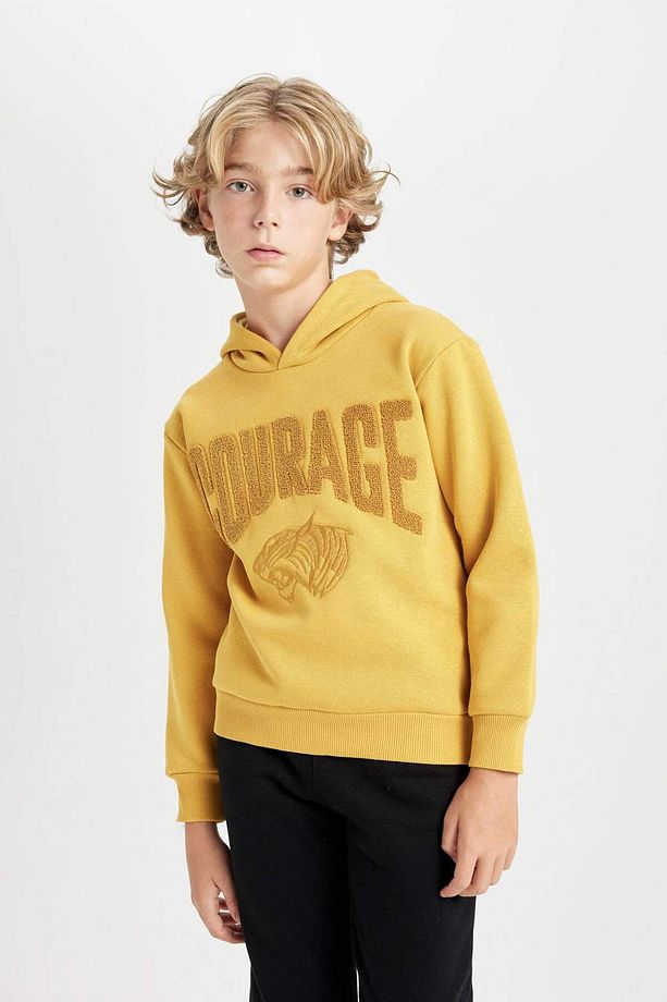 Erkek Çocuk Oversize Geniş Kalıp Baskılı Kapüşonlu Sweatshirt D3094A824AU - 5