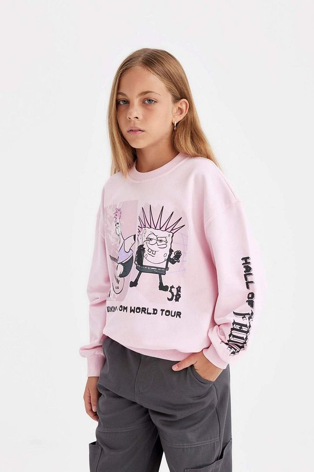 Kız Çocuk SpongeBob Relax Fit Bisiklet Yaka Sweatshirt C9517A824AU - 3