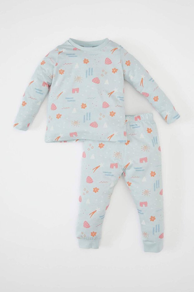 Baby Girl Pajamas Set Pattern Combed Cotton Crew Neck Long Sleeve Top Long Bottom D1791A524Au
