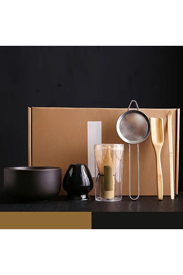 6 Piece Matcha Set - Traditional Japanese Tea Making Kit, Bamboo Whisk, Spoon Strainer, Bowl