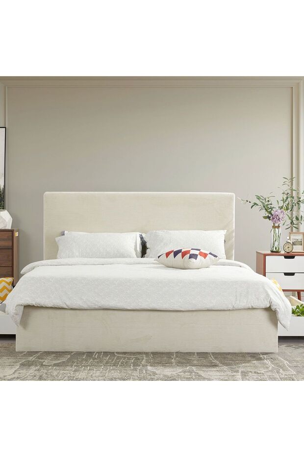 Wesley 150x200 Queen Bed with 4 Drawers - Light Beige L218xW163xH121cm