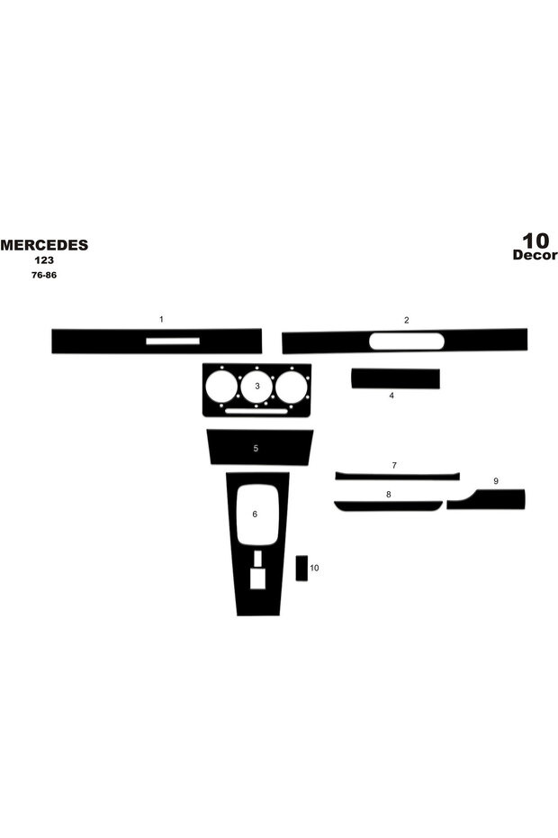 Mercedes 123 Console-Dashboard Trim 1976-1986 10 Pieces