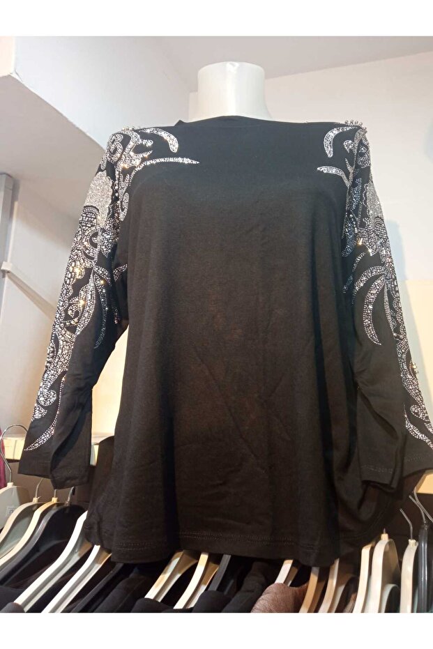 Taşlı Penye Bluz - 4