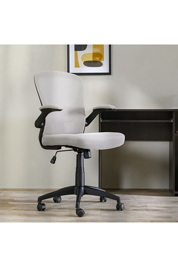 Allorica Mid Back Office Chair - Light Grey/Black L58xW51xH104cm