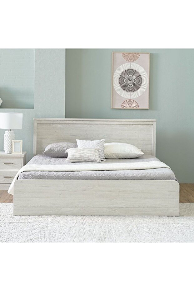 Zirco 180x200 King Bed with Storage - White Oak L209xW189xH102cm