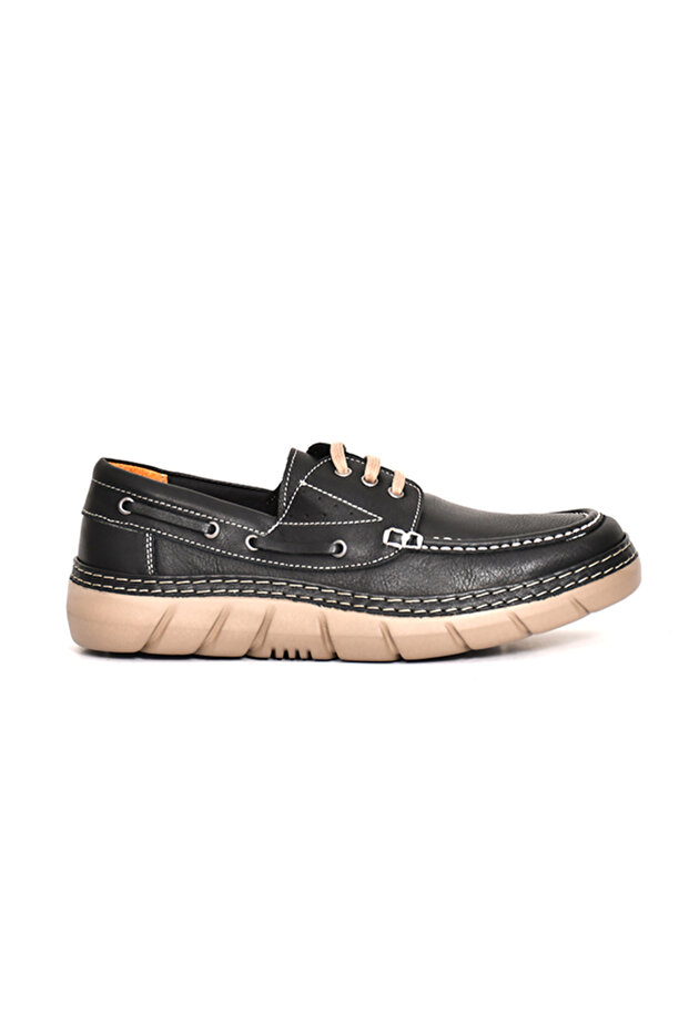 Genuine Leather Lace-Up Casual Men's Shoes - Eva Sole 251280