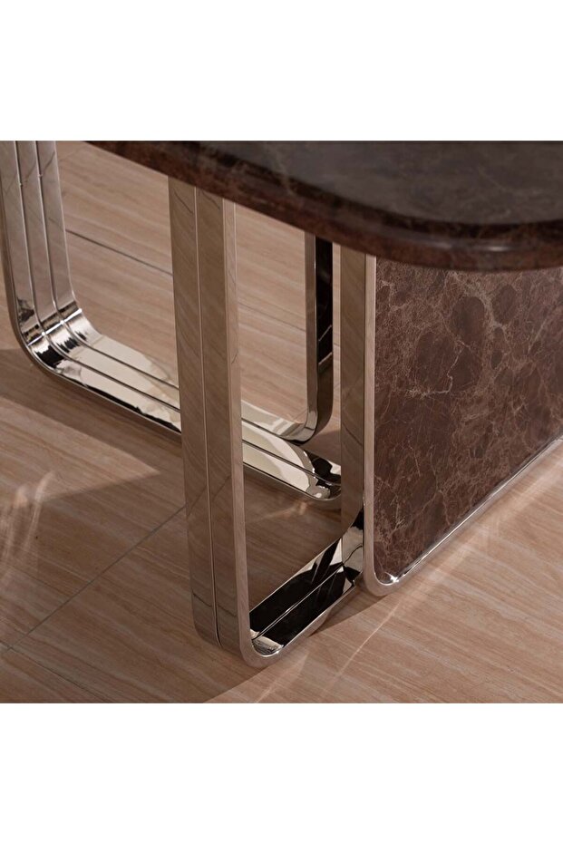 طقم طعام ديفيبار ١+٨ - بني/فضي - 4