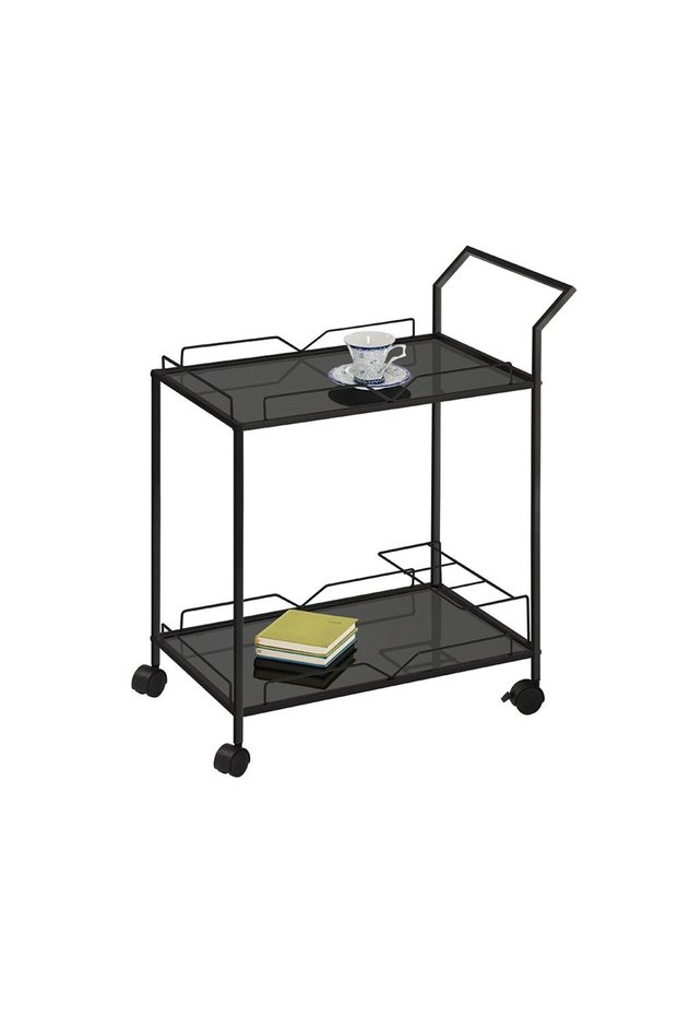 Otto Black Metal Serving Trolley - Stylish Dining Room Cart, 2-Year Warranty, Taiwan Made