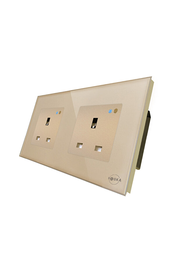 Smart Wall Socket Outlet WiFi - App Control & Works with Alexa/Google (Gold, Double Socket) - 1