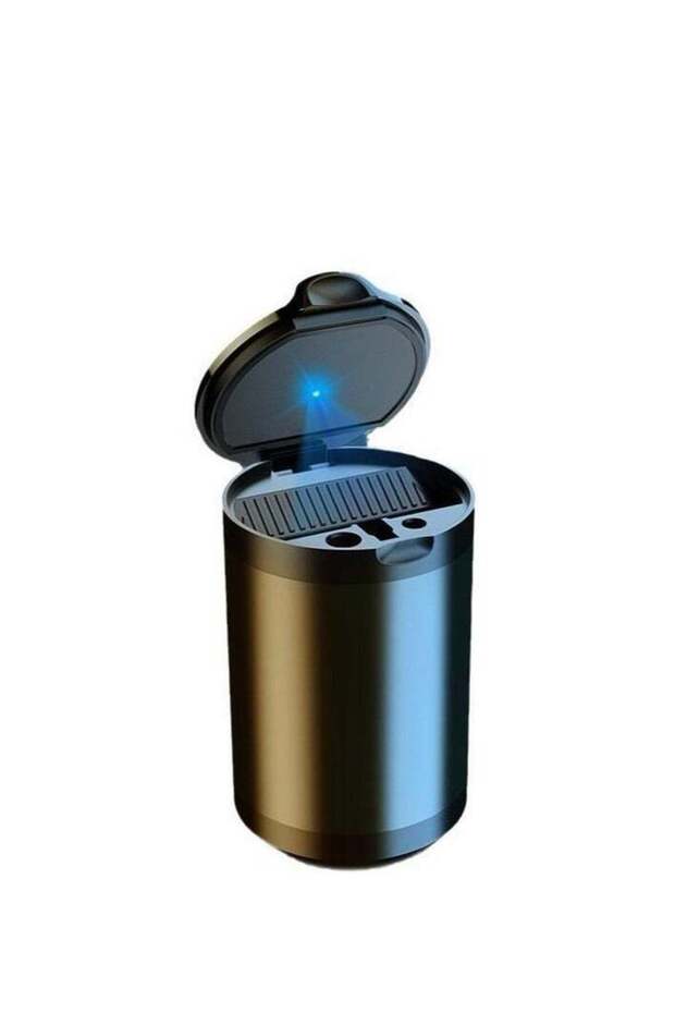 Car Ashtray with Lid - Portable Mini Trash Can, Detachable Stainless Steel Smokeless Ashtray with LE