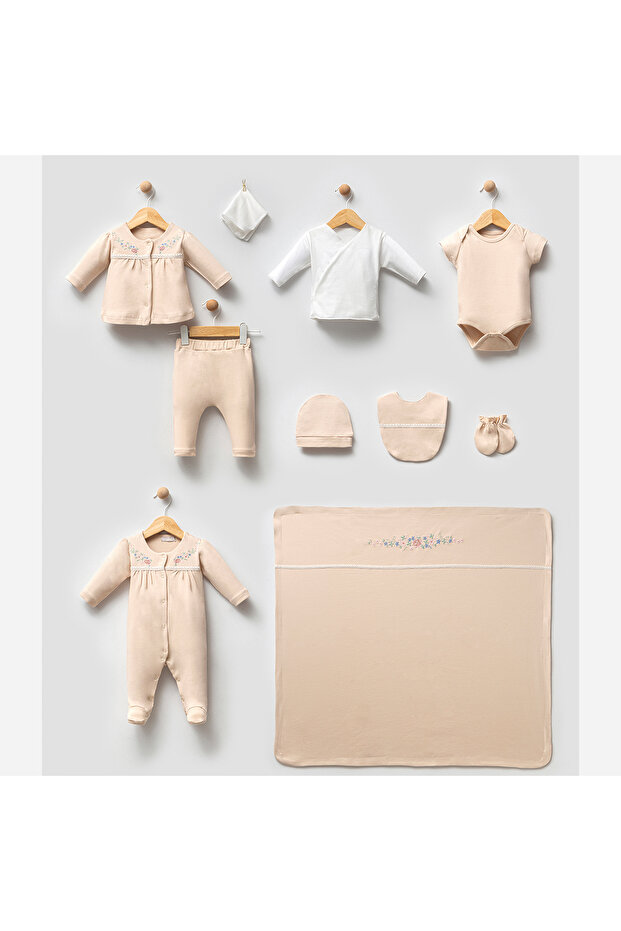 Baby Girl Embroidered 10-Piece Newborn Hospital Exit Zibin Set Boxed
