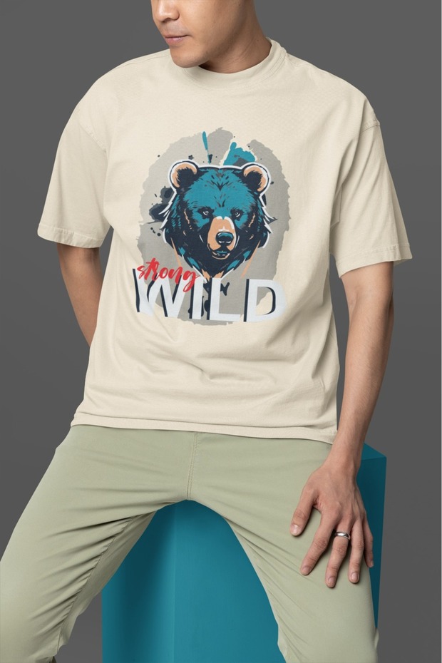 Men/Women Strong Wild Transfer Printed Round Neck Short Sleeve T-Shirt