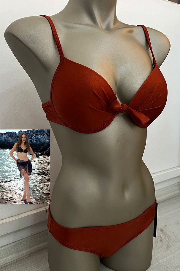 Mayo Bikini Önü Kurdaleli Balenli Tek Üst 65003_kah-1_model - 3
