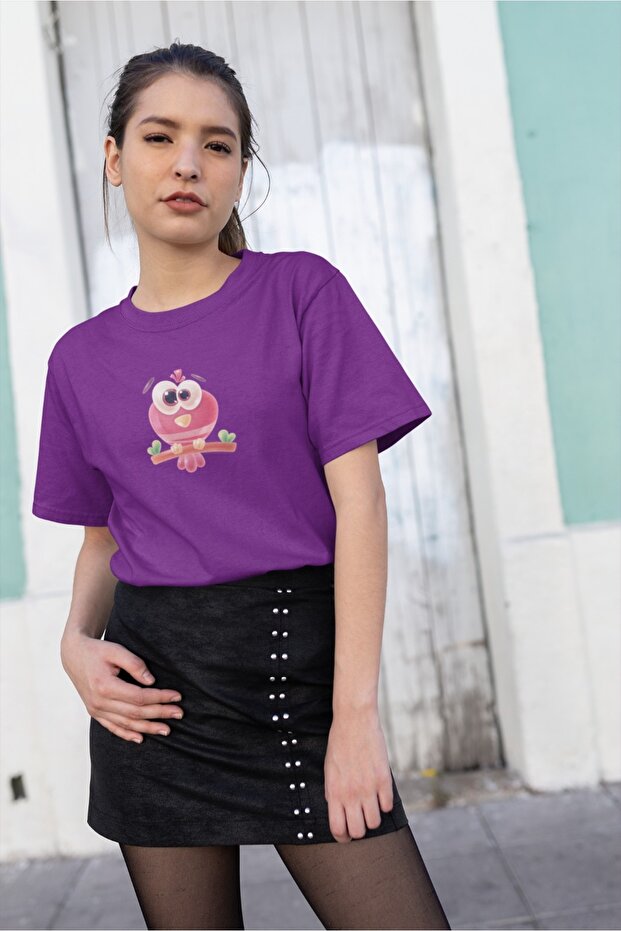 Women's Bird7 Transfer Printed Round Neck Short Sleeve T-Shirt