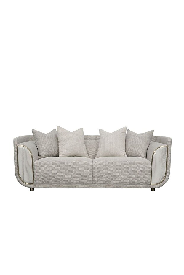 Trident 2 Seater Fabric Sofa - Grey/Champagne L203xW100xH75cm