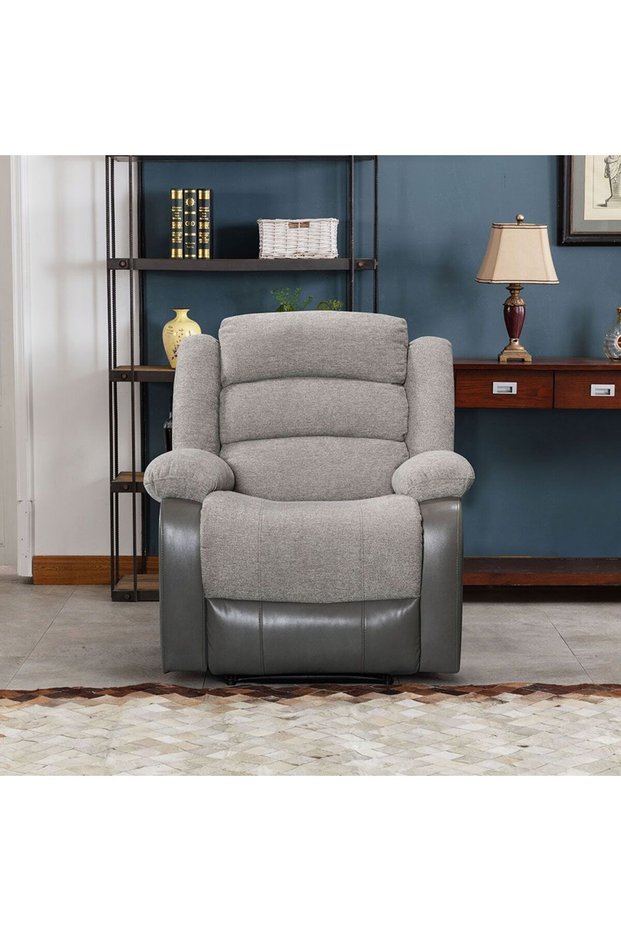 Greensboro 1 Seater Fabric Manual Motion Recliner - Dark Grey L94xW90xH101cm